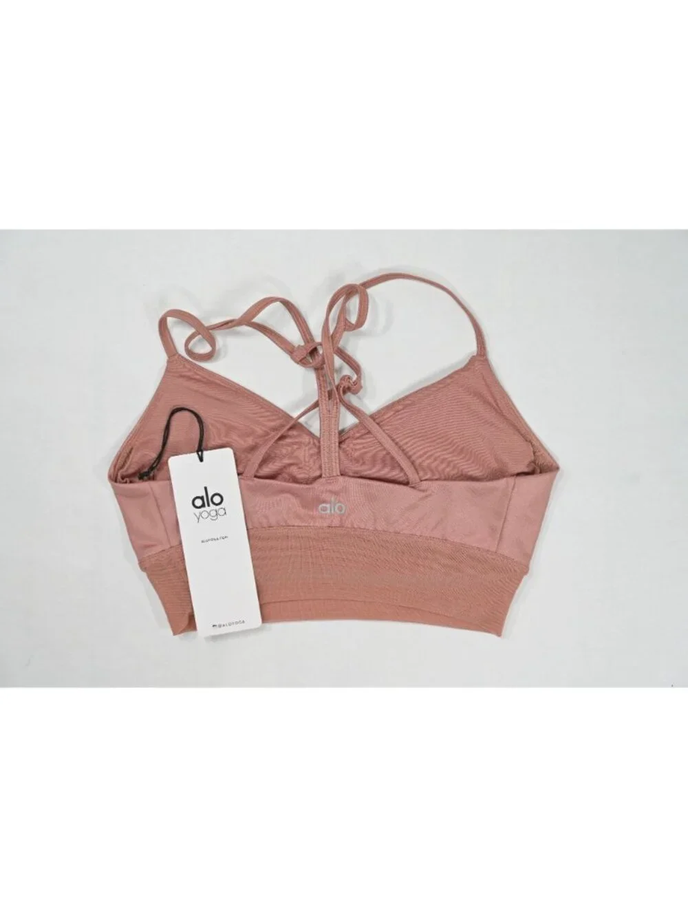 ALO Yoga Lush Bra W9074R in Rosewater Glossy/Rose Water